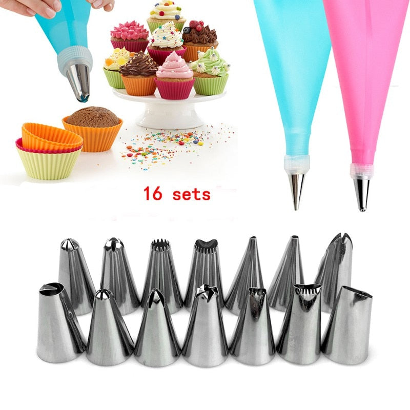 Silicone Pastry Bag Nozzles DIY Icing Pipe Kitchenile