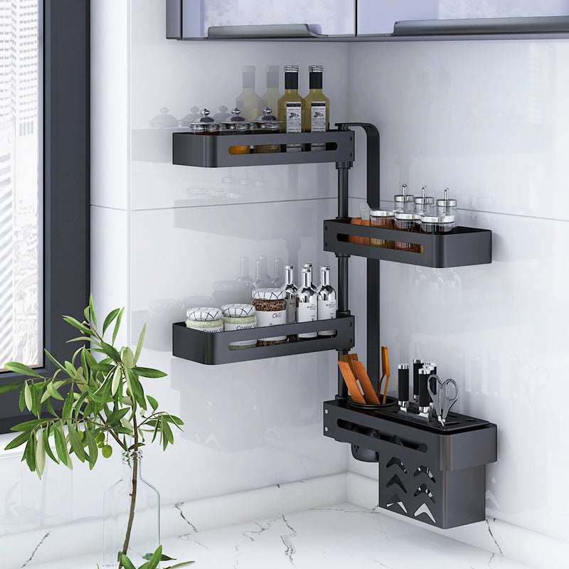 Kitchen Shelf Corner Rotating Seasoning Rack Aluminum Alloy Kitchenile