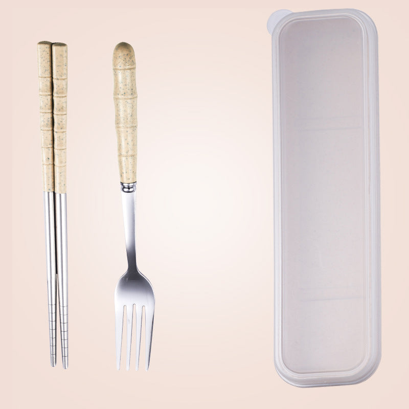 Wheat Straw Portable Cutlery Set With Box