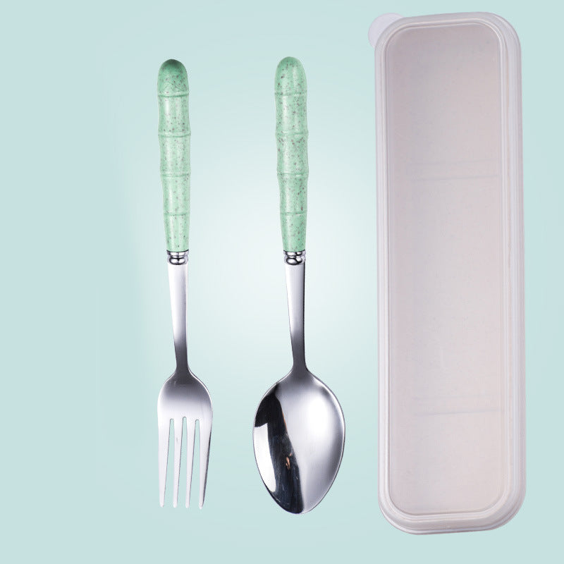 Wheat Straw Portable Cutlery Set With Box
